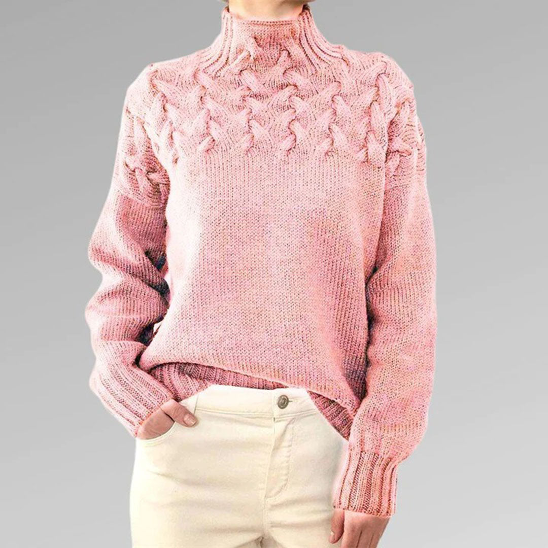 Knit Sweater - Turtleneck - Loose Fit - Jumper - Women's Clothing-Grace Aura