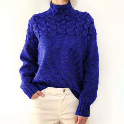 Knit Sweater - Turtleneck - Loose Fit - Jumper - Women's Clothing-Grace Aura