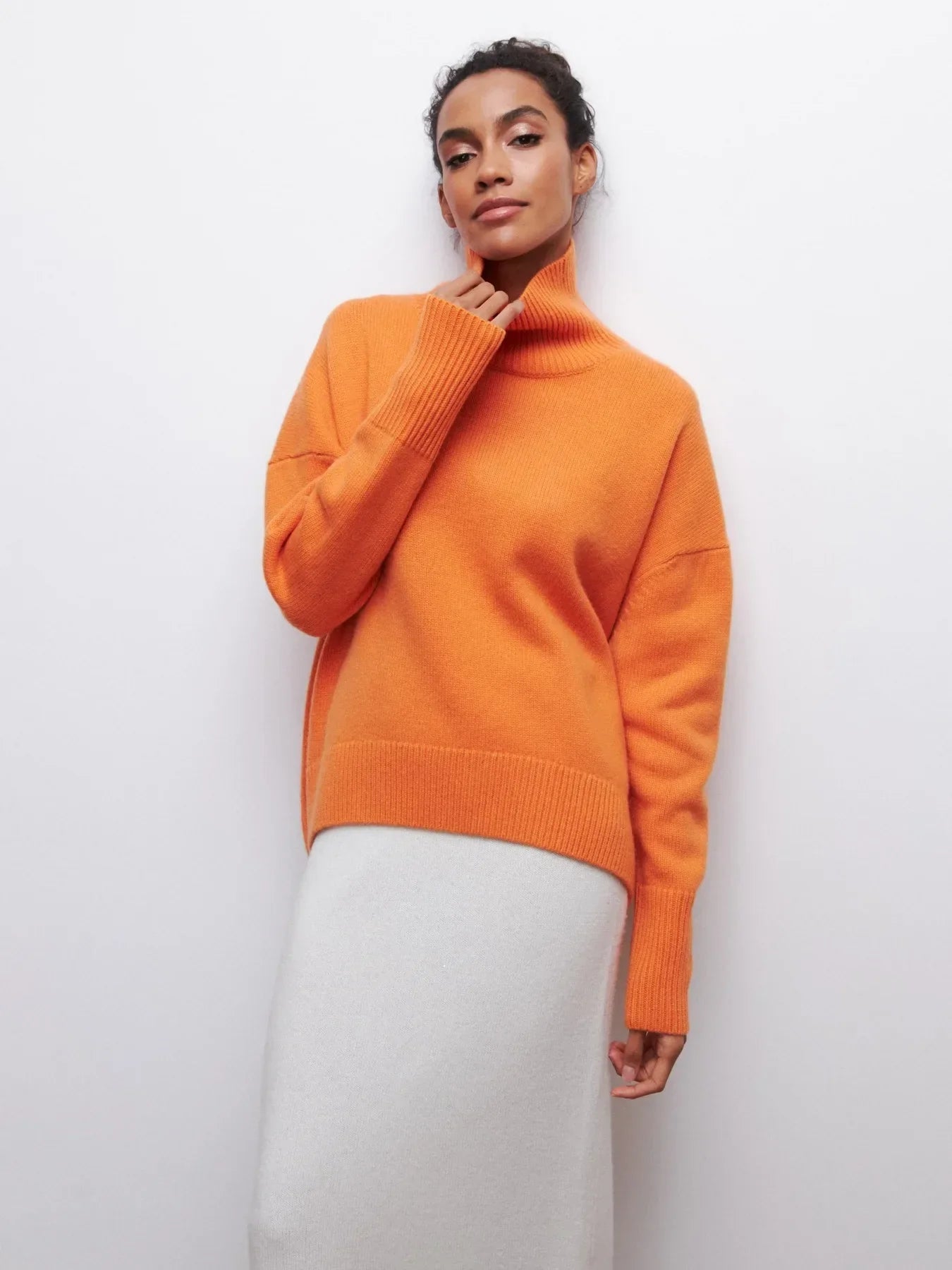 Knit Turtleneck - Oversized - Loose Fit - Turtleneck Sweater - Women's Sweaters-Grace Aura