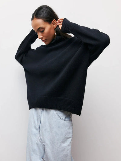 Knit Turtleneck - Oversized - Loose Fit - Turtleneck Sweater - Women's Sweaters-Grace Aura