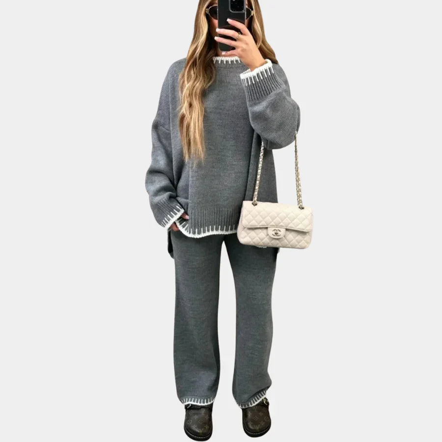 Knit two-Piece Set | Loose Fit | Wide Leg | Knitted loungewear Set | Women's Winter Clothes-Grace Aura