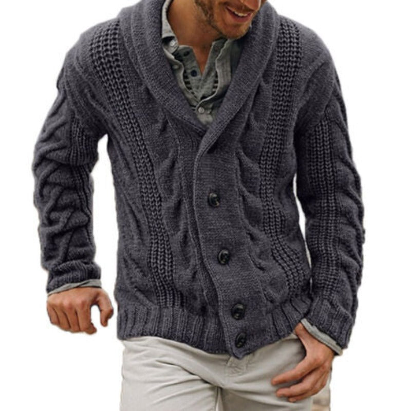 Knitted Cardigan | Button-Up | Chunky | Winter Cardigan | Men's Cardigan-Grace Aura