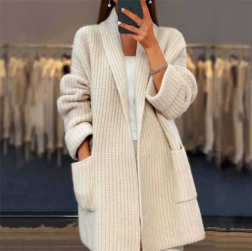 Knitted Cardigan | Open Front | Long | Women’s Cardigan Jacket-Grace Aura