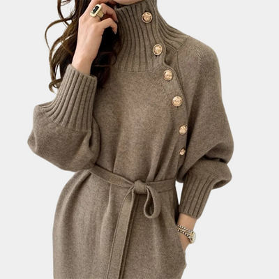 Knitted Dress - Long Sleeve - Loose Fit - Maxi Knit Dress - Winter Dress-Grace Aura