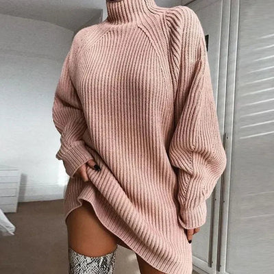 Knitted Dress | Turtleneck | Long Sleeve | Jumper Dress | Winter Dress-Grace Aura