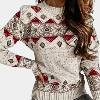 Knitted Jumper - Long Sleeve - Crew Neck - Sweater - Women's Winter Clothes-Grace Aura