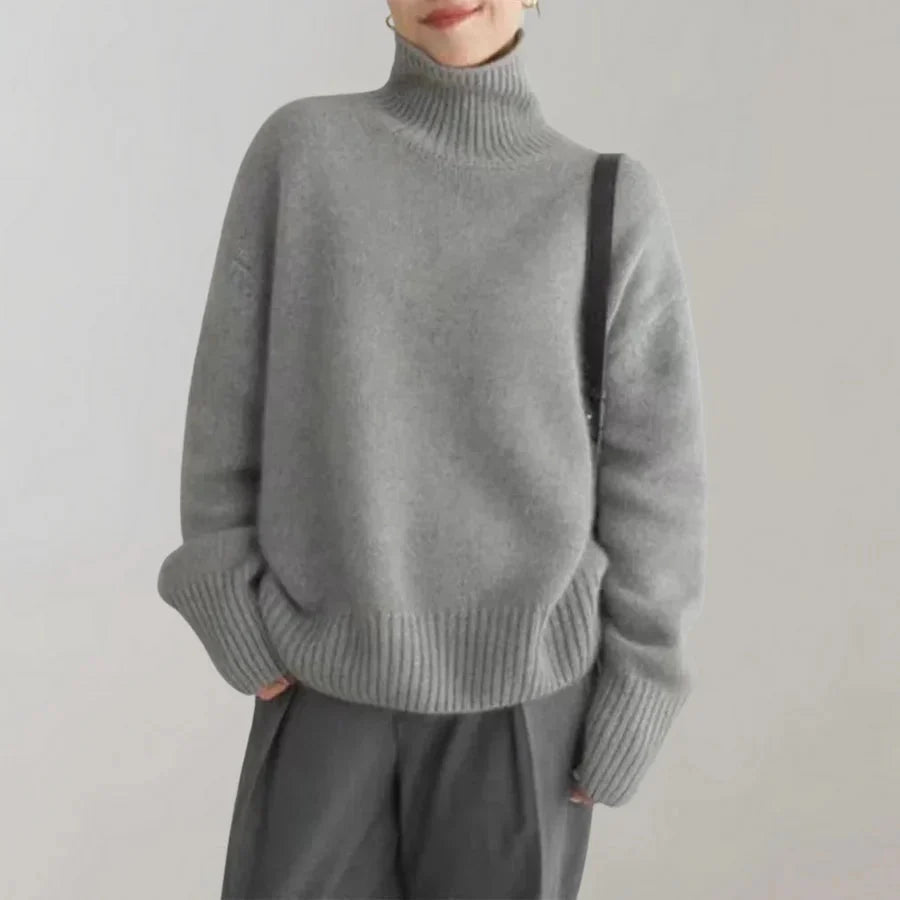 Knitted Jumper | Loose Fit | Turtleneck | Oversized Sweater | Women's Winter Clothes-Grace Aura