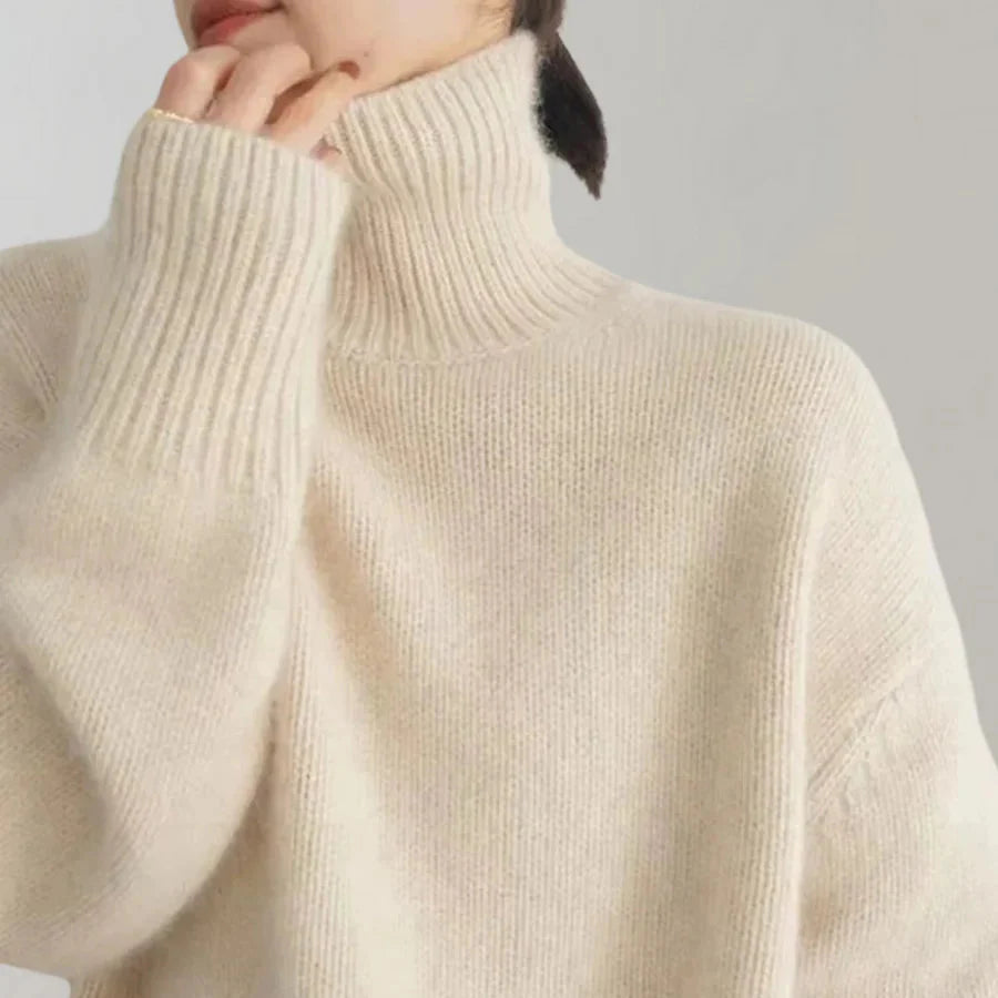 Knitted Jumper | Loose Fit | Turtleneck | Oversized Sweater | Women's Winter Clothes-Grace Aura