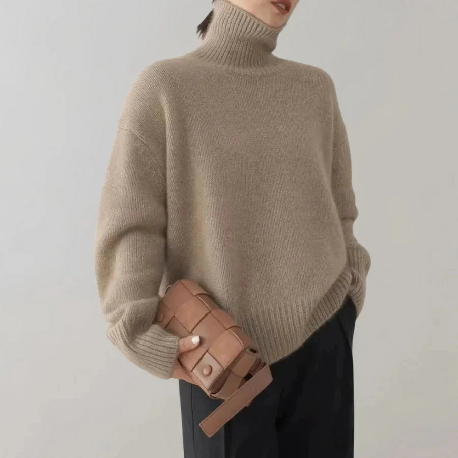 Knitted Jumper | Loose Fit | Turtleneck | Oversized Sweater | Women's Winter Clothes-Grace Aura