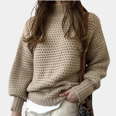 Knitted Jumper - Women's Loose Fit Chunky Turtleneck Sweater for Winter-Grace Aura