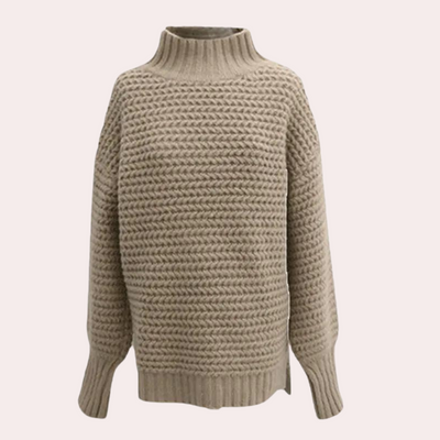 Knitted Jumper - Women's Loose Fit Chunky Turtleneck Sweater for Winter-Grace Aura