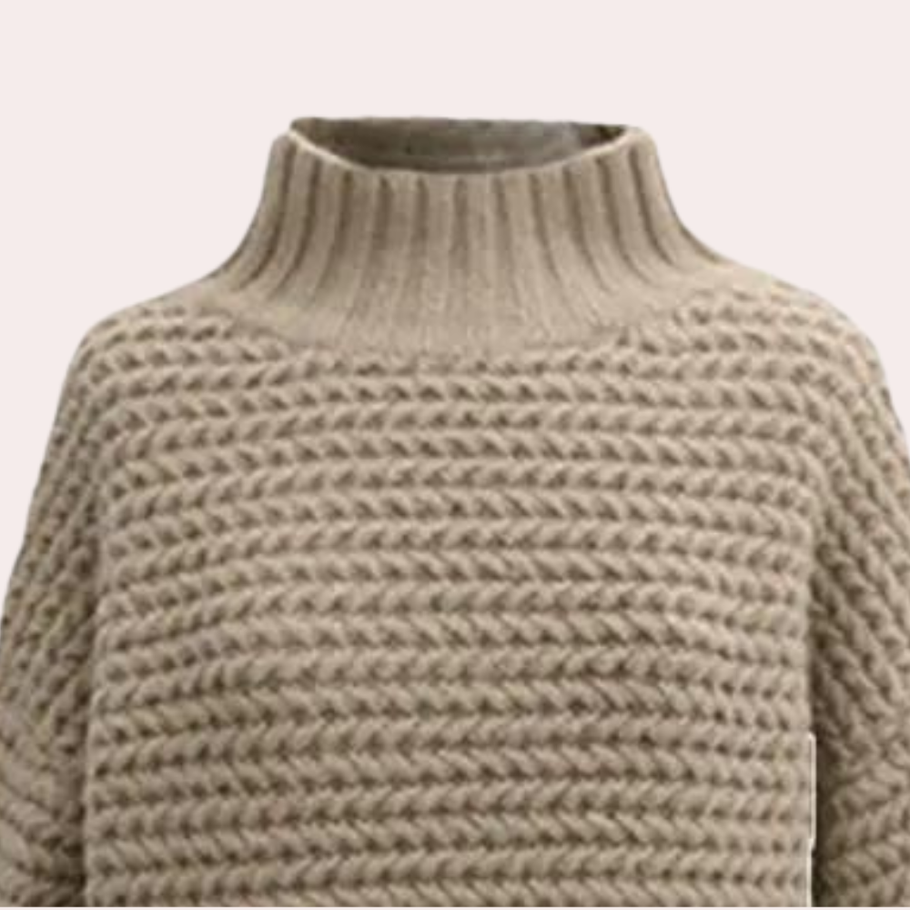 Knitted Jumper - Women's Loose Fit Chunky Turtleneck Sweater for Winter-Grace Aura