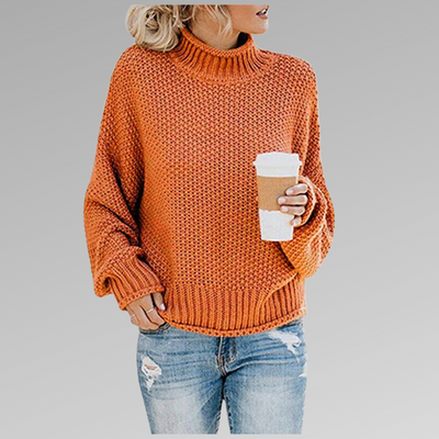 Knitted Sweater | High Neck | Loose Fit | Pullover Sweater | Women's Clothing-Grace Aura