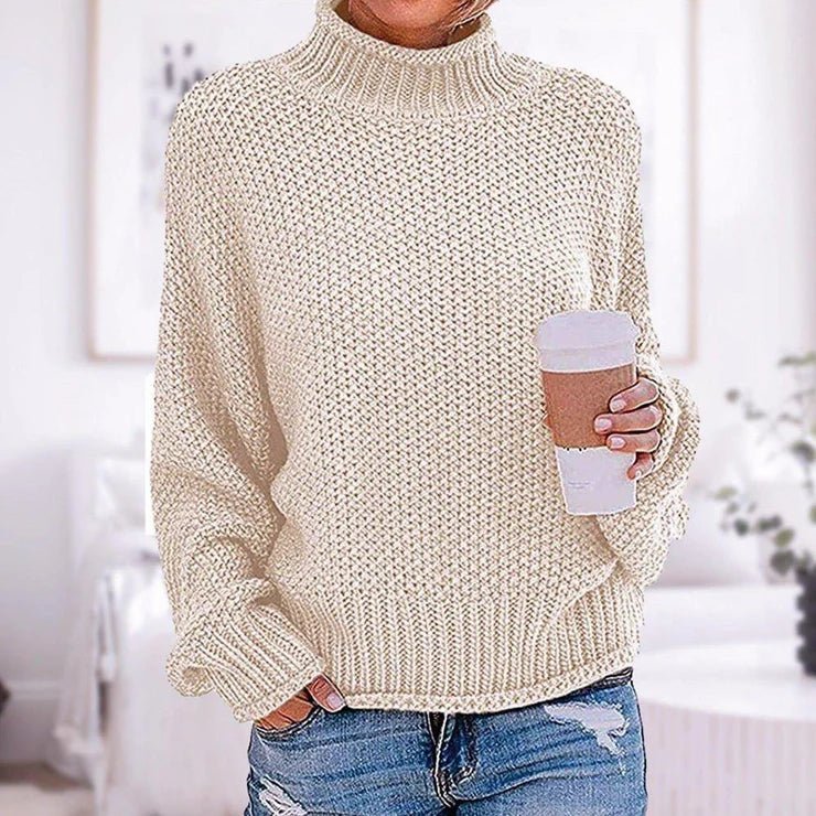 Knitted Sweater - High Neck - Oversized - Turtleneck - Women's Winter Clothes-Grace Aura