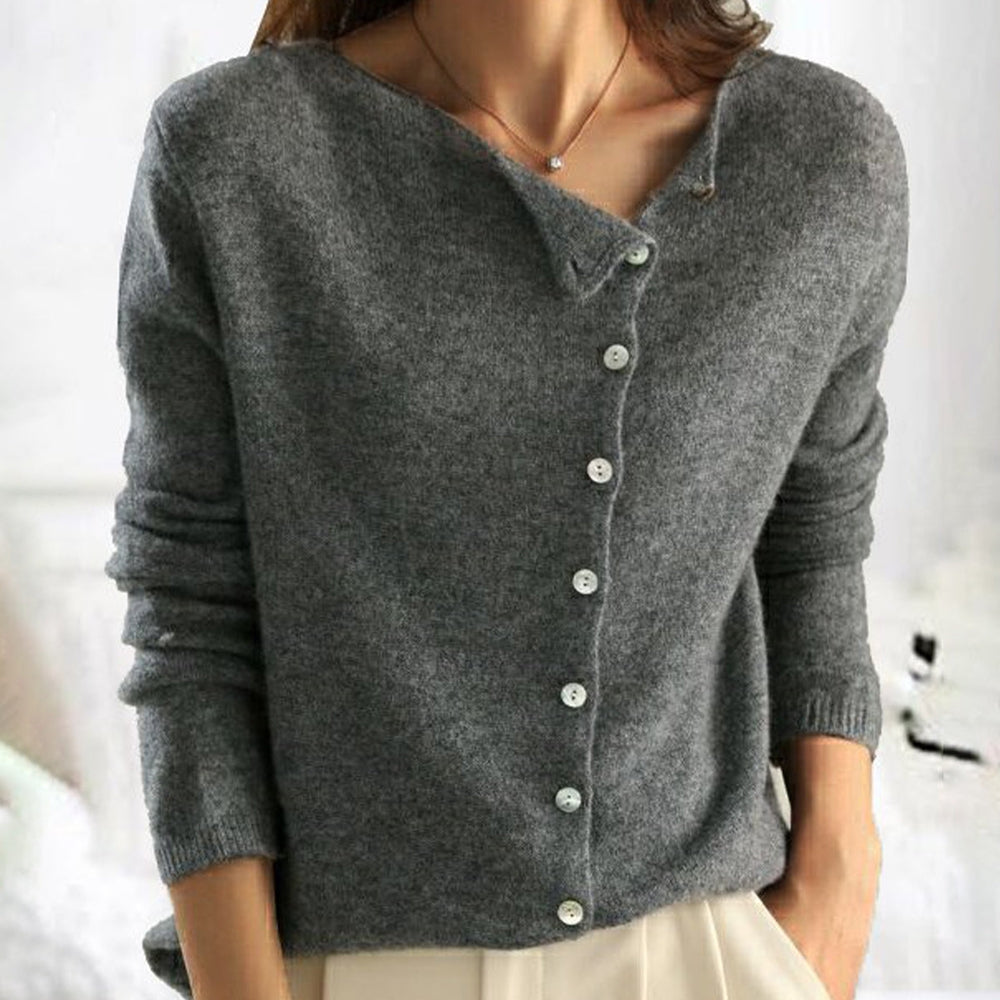 Knitted Sweater - Long Sleeve - Button-Up - Cardigan Sweater - Women's Clothing-Grace Aura