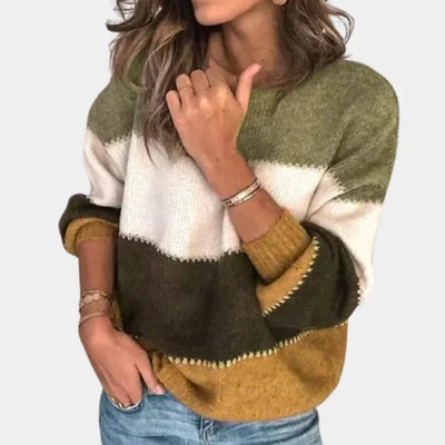 Knitted Sweater | Loose | Striped | Winter Sweater | Ladies Knitwear-Grace Aura