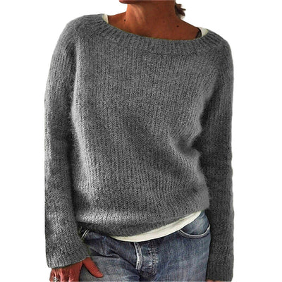 Knitted Sweater | Warm | Boat Neck | Knitwear | Women's Jumper-Grace Aura