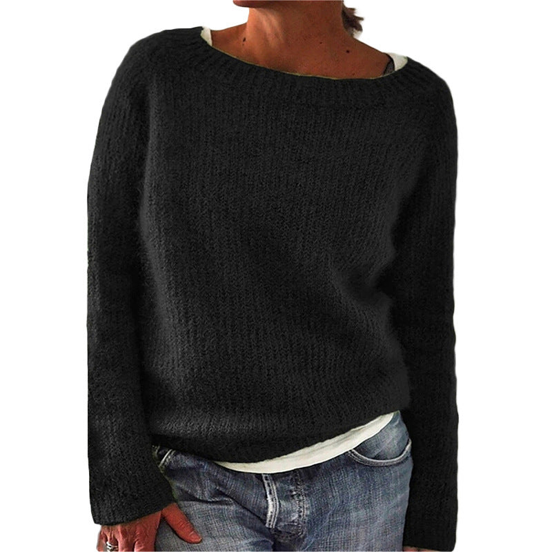 Knitted Sweater | Warm | Boat Neck | Knitwear | Women's Jumper-Grace Aura