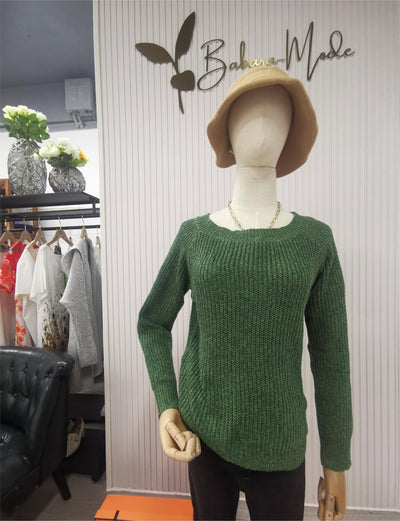 Knitted Sweater | Warm | Green | Pullover | Women's Knitwear-Grace Aura