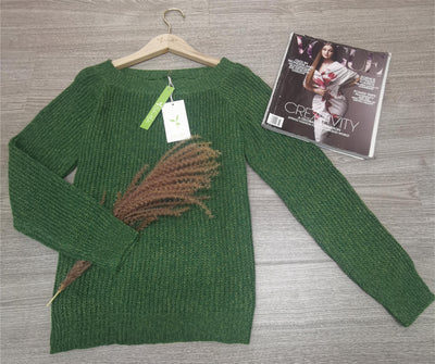 Knitted Sweater | Warm | Green | Pullover | Women's Knitwear-Grace Aura