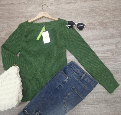 Knitted Sweater | Warm | Green | Pullover | Women's Knitwear-Grace Aura