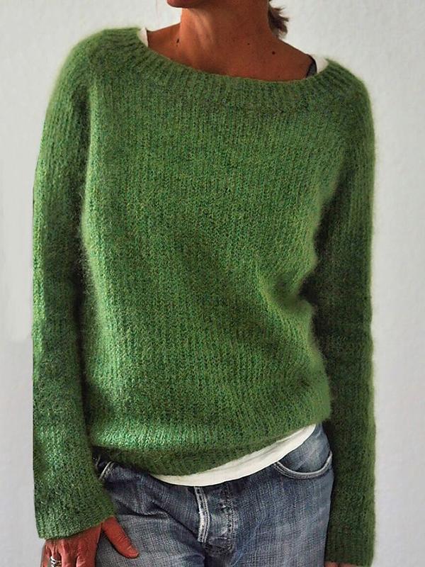 Knitted Sweater | Warm | Green | Pullover | Women's Knitwear-Grace Aura