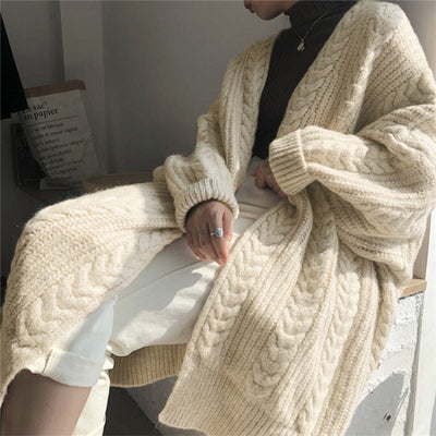 Lana - Long Knitted Cardigan for Ladies Winter Loungewear-Grace Aura