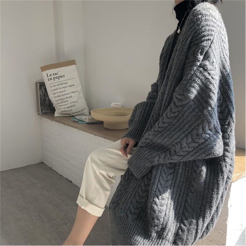 Lana - Long Knitted Cardigan for Ladies Winter Loungewear-Grace Aura