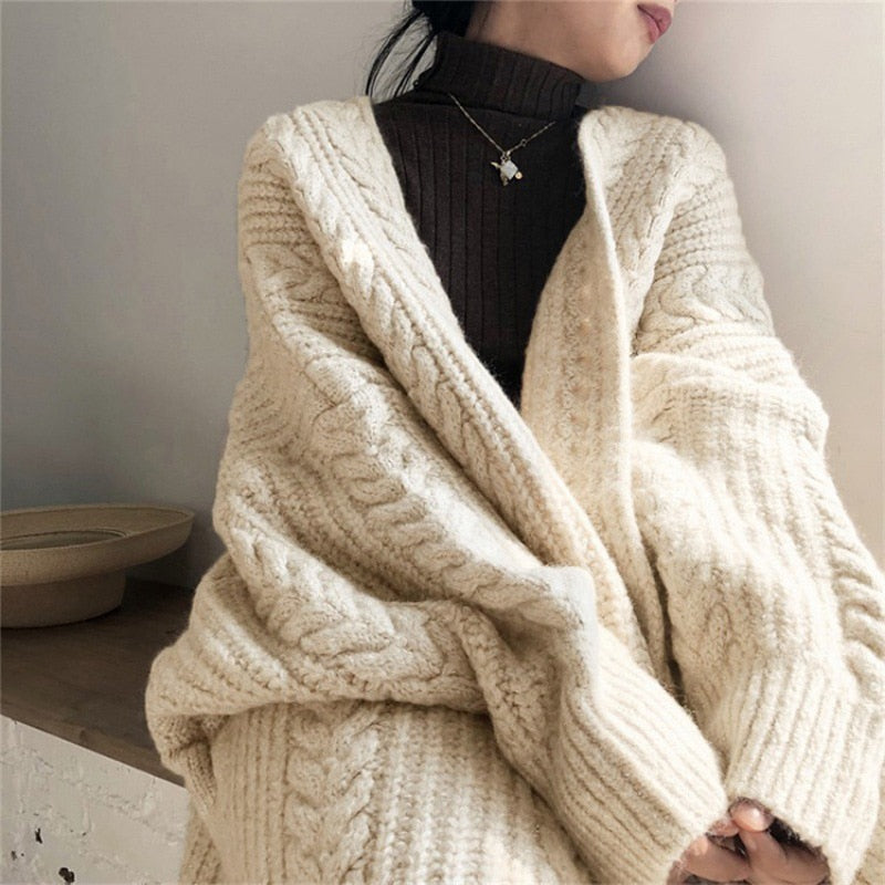 Lana - Long Knitted Cardigan for Ladies Winter Loungewear-Grace Aura