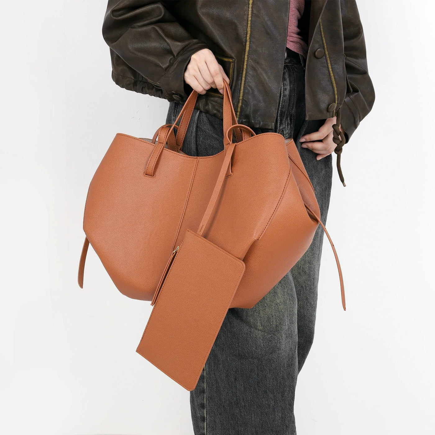 Leather Bag | Vintage | Faux Leather | Shoulder Bag | Large Tote Bag-Grace Aura