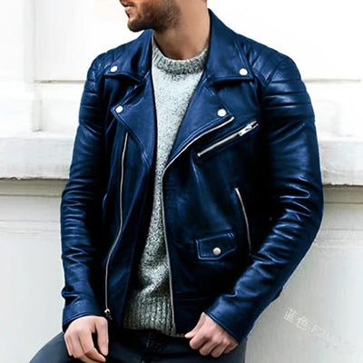 Leather Jacket | Zip-Up | Faux Leather | Biker Jacket | Men's Jacket-Grace Aura