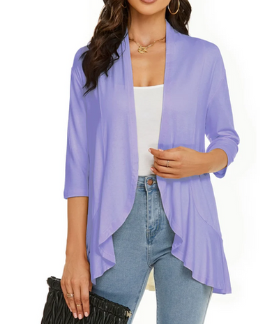 Lightweight Cardigan - Open Front - Half Sleeve - Thin Cardigan - Women's Clothing-Grace Aura