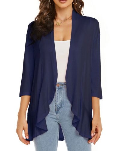 Lightweight Cardigan - Open Front - Half Sleeve - Thin Cardigan - Women's Clothing-Grace Aura