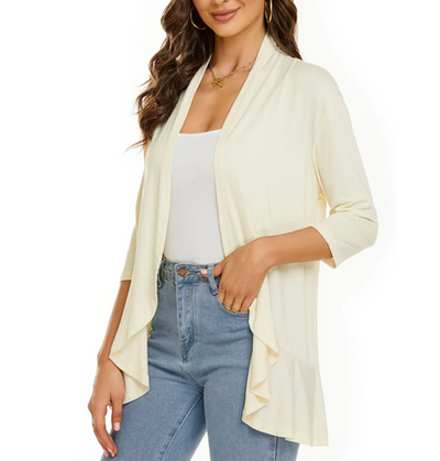 Lightweight Cardigan - Open Front - Half Sleeve - Thin Cardigan - Women's Clothing-Grace Aura