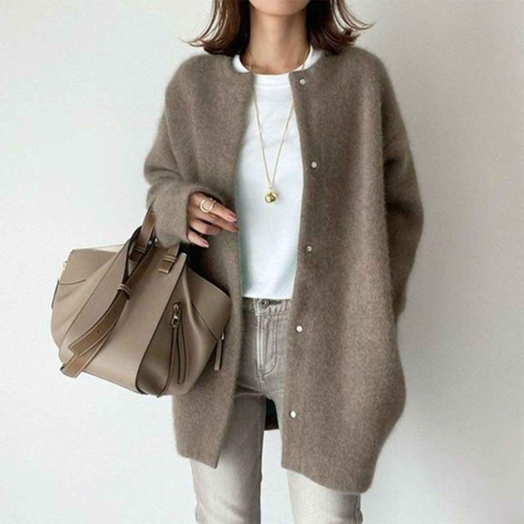 Long Cardigan - Oversized - Button-Up - Wool Coatigan - Women's Clothing-Grace Aura