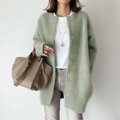 Long Cardigan - Oversized - Button-Up - Wool Coatigan - Women's Clothing-Grace Aura