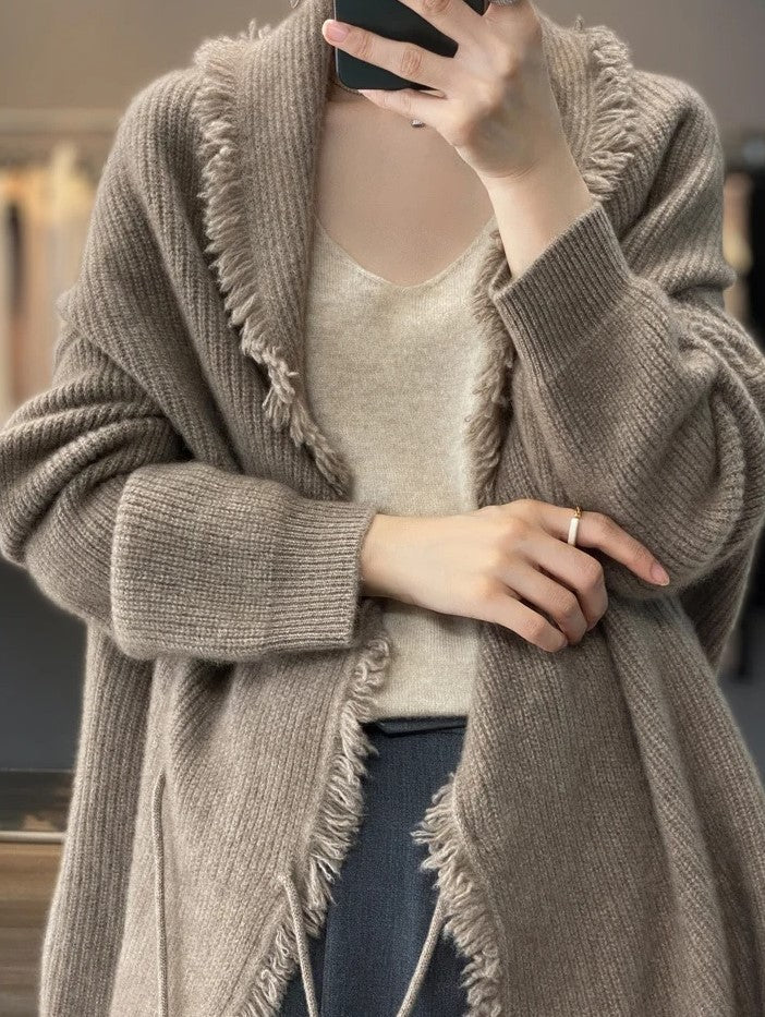 Long Cardigan | Warm | Open Front | Knitted Cardigan | Women's Clothing-Grace Aura