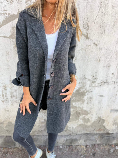 Long Coat - Button-Up - Autumn - Cardigan Jacket - Women's Jackets -Grace Aura