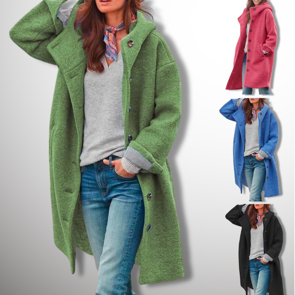 Long Coat | Hooded | Button-Up | Winter Coat | Fall Coats for Women-Grace Aura