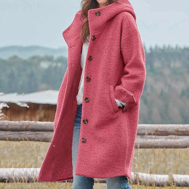 Long Coat | Hooded | Button-Up | Winter Coat | Fall Coats for Women-Grace Aura