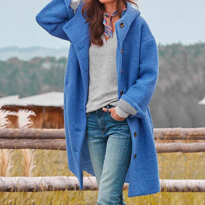 Long Coat | Hooded | Button-Up | Winter Coat | Fall Coats for Women-Grace Aura