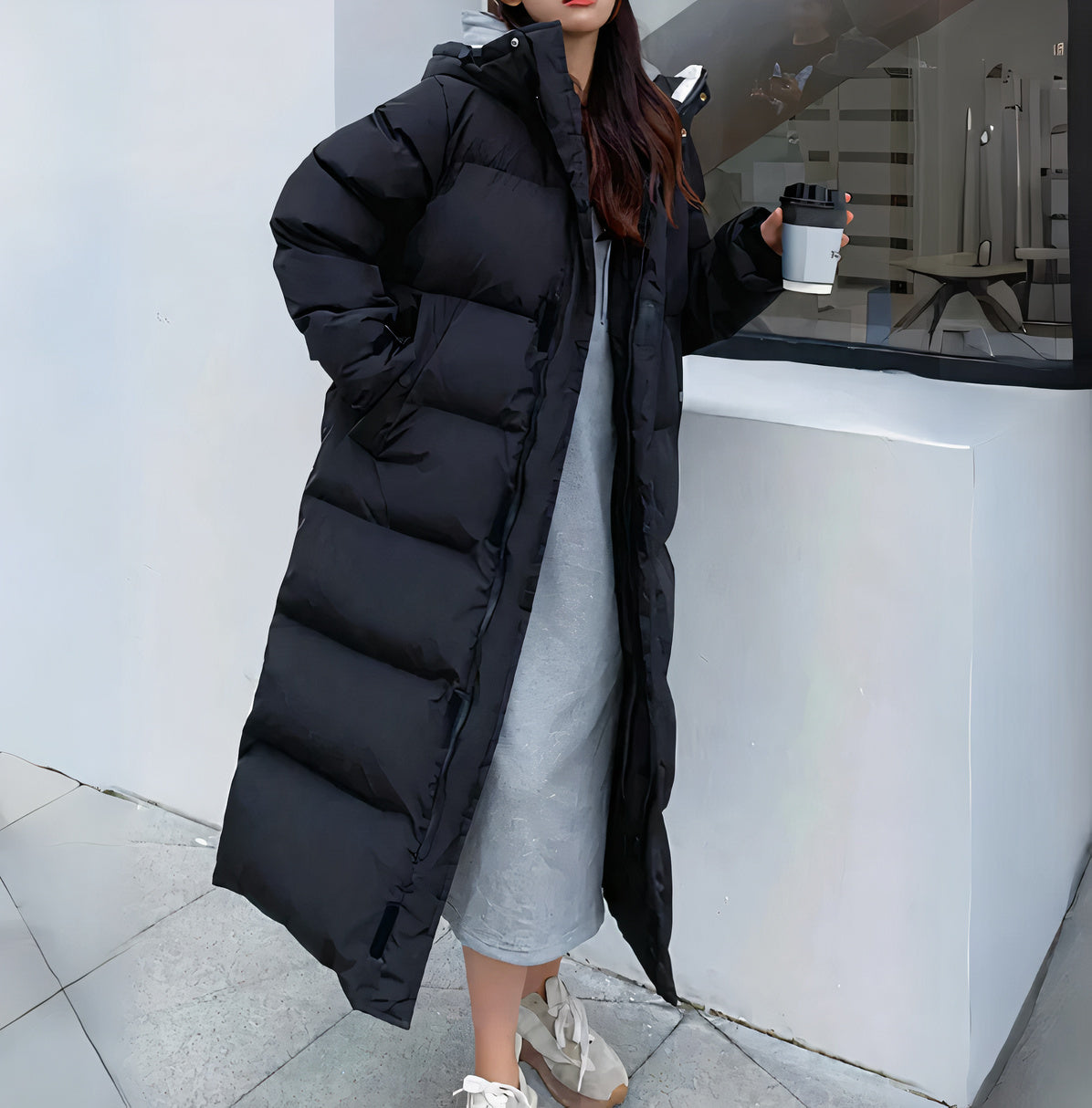 Long Puffer Coat | Warm | Hooded | Down Coats | Long Winter Coat Women-Grace Aura