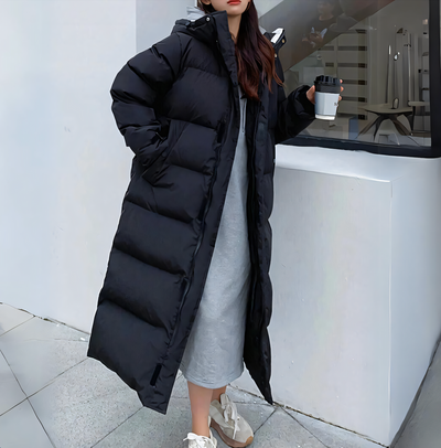 Long Puffer Coat | Warm | Hooded | Long Down Jacket | Padded Long Coat Womens-Grace Aura