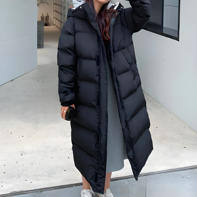 Long Puffer Coat | Warm | Hooded | Long Down Jacket | Padded Long Coat Womens-Grace Aura