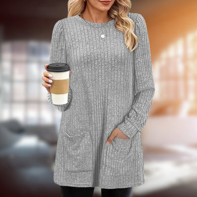 Long Sweater | Loose Fit | Pockets | Long Sleeve Pullover | Women's Clothing-Grace Aura