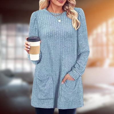 Long Sweater | Loose Fit | Pockets | Long Sleeve Pullover | Women's Clothing-Grace Aura