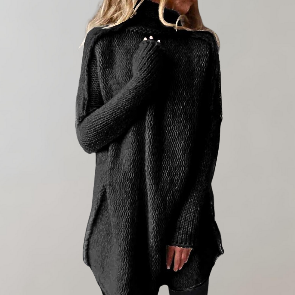 Long Sweater | Loose Fit | Turtleneck | Knitted Jumper | Women's Winter Clothes-Grace Aura