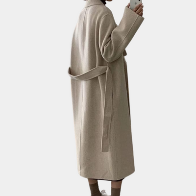 Long Wool Coat | Double Breasted | Belt | Oversized Wool Coat | Women's Long Winter Coat-Grace Aura