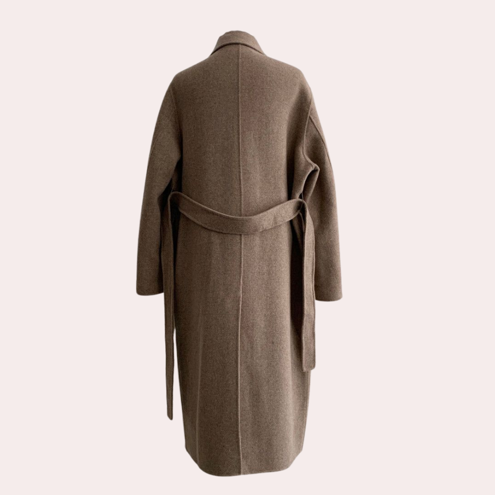 Long Wool Coat | Double Breasted | Belt | Oversized Wool Coat | Women's Long Winter Coat-Grace Aura