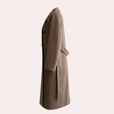 Long Wool Coat | Double Breasted | Belt | Oversized Wool Coat | Women's Long Winter Coat-Grace Aura